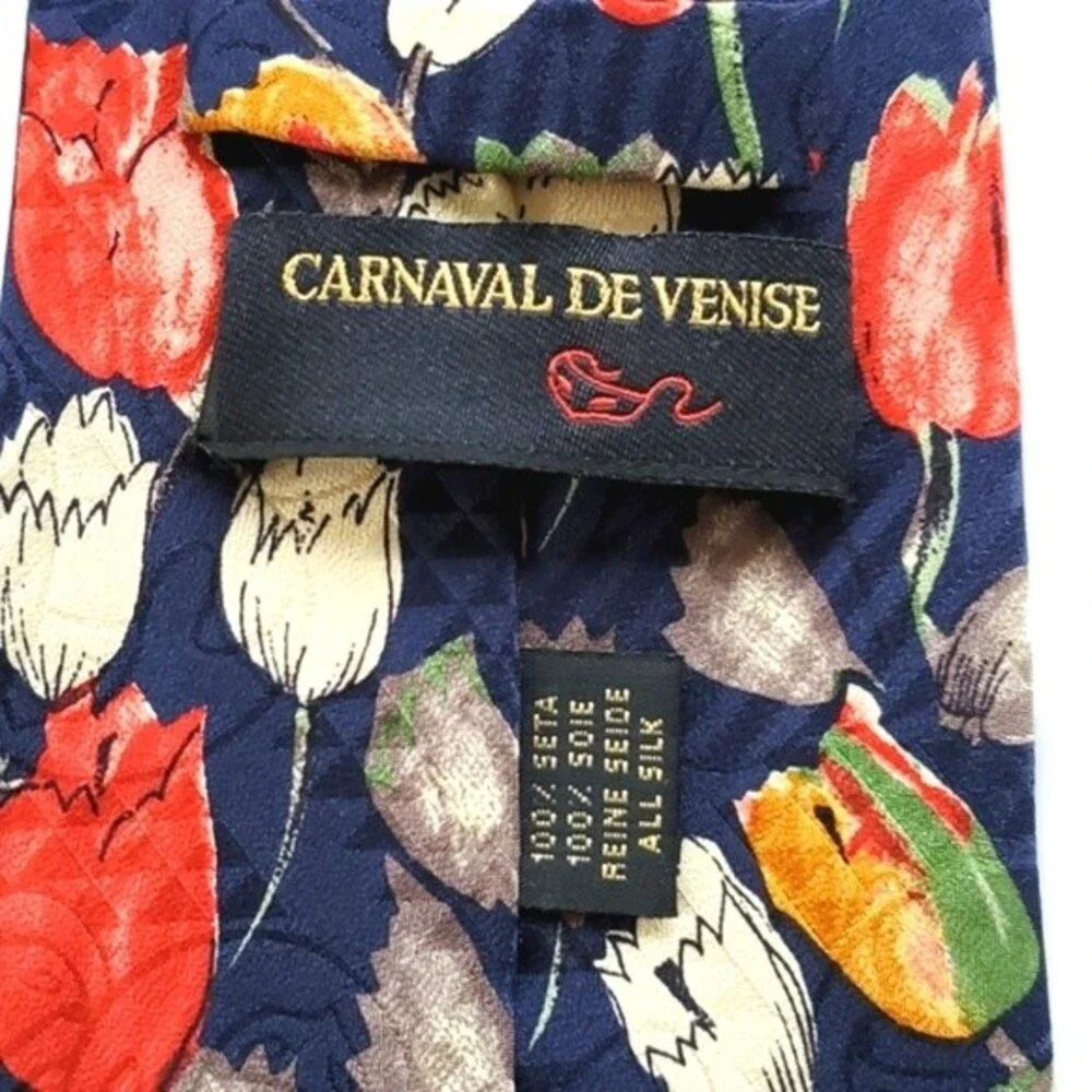 CARNAVAL DE VENISE 100% SILK SPRING TULIP TIE 4